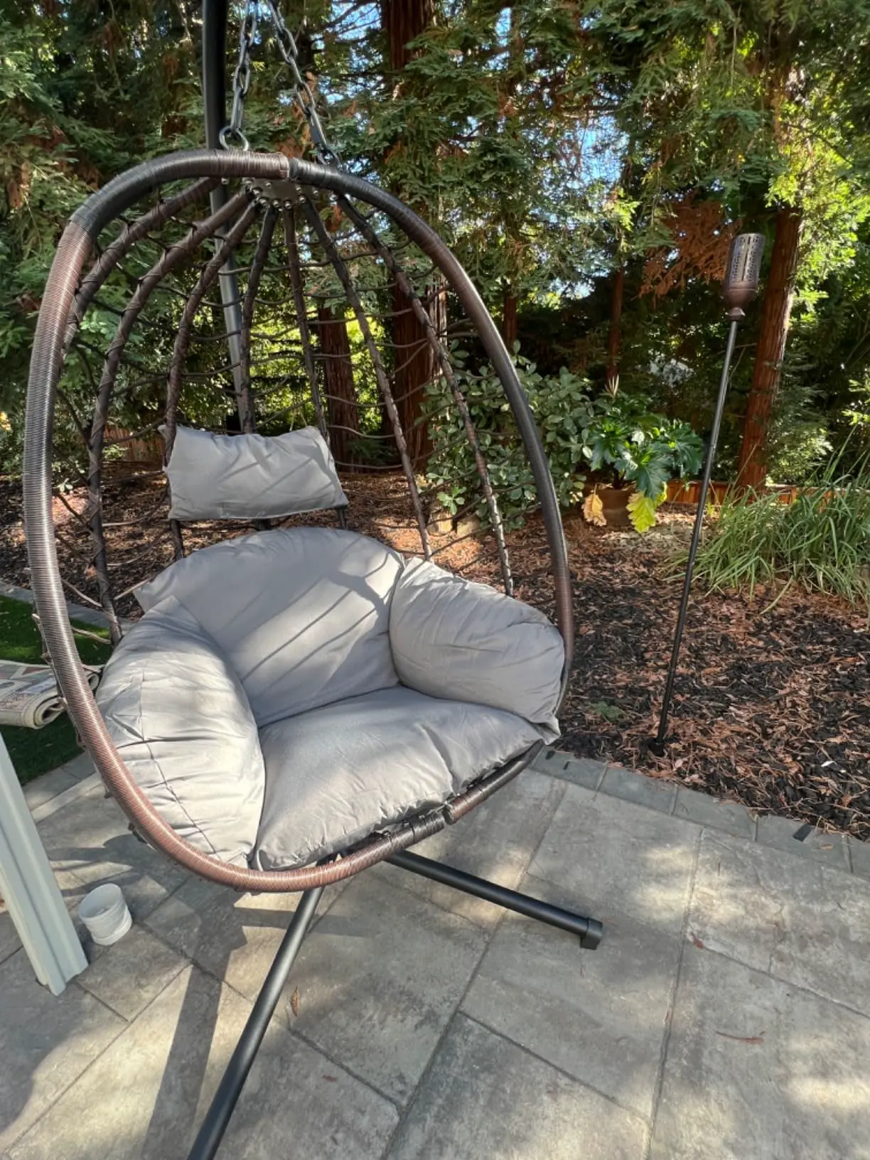 Scaun tip ou pliabil SOLARA din ratan cu suport, fotografie client